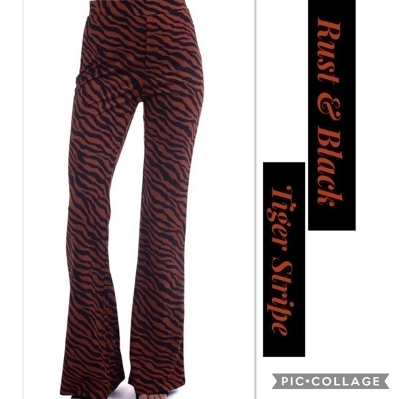 Blu Trends Pants - Rust & Black Tiger Print Pants